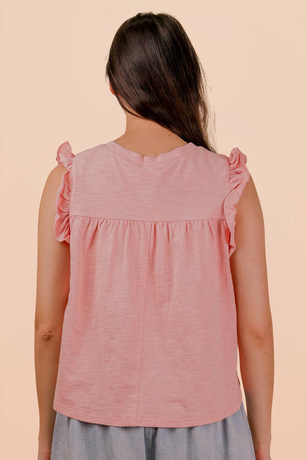 Ruffle Flutter Sleeve Top Blush