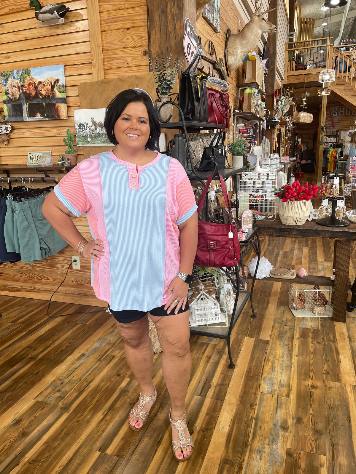 Plus Women's Ribbed Twist Top