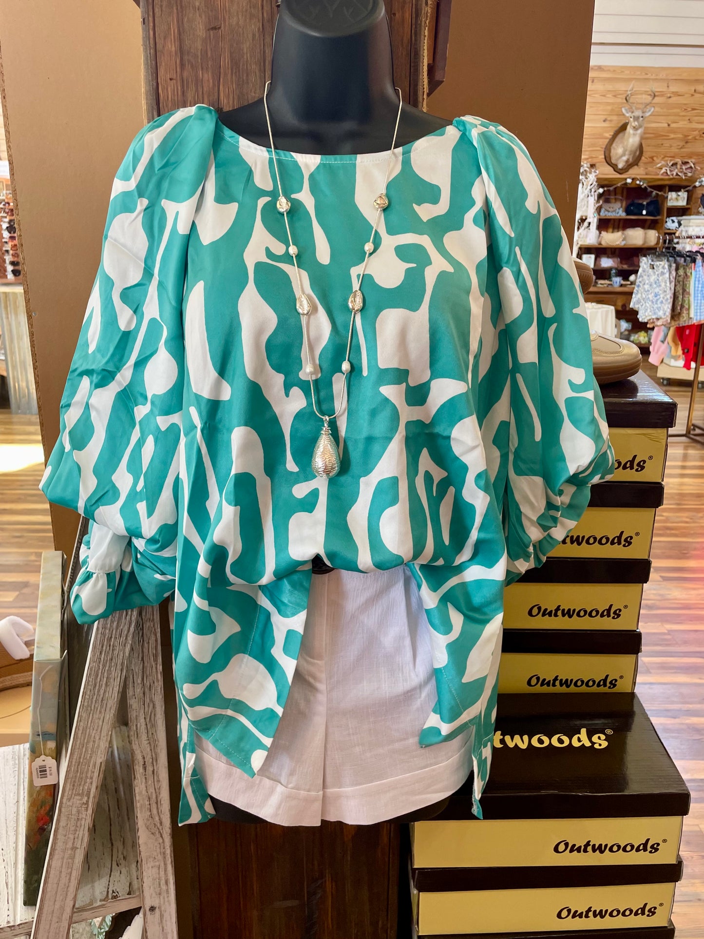 Satin Geometric Print Top
