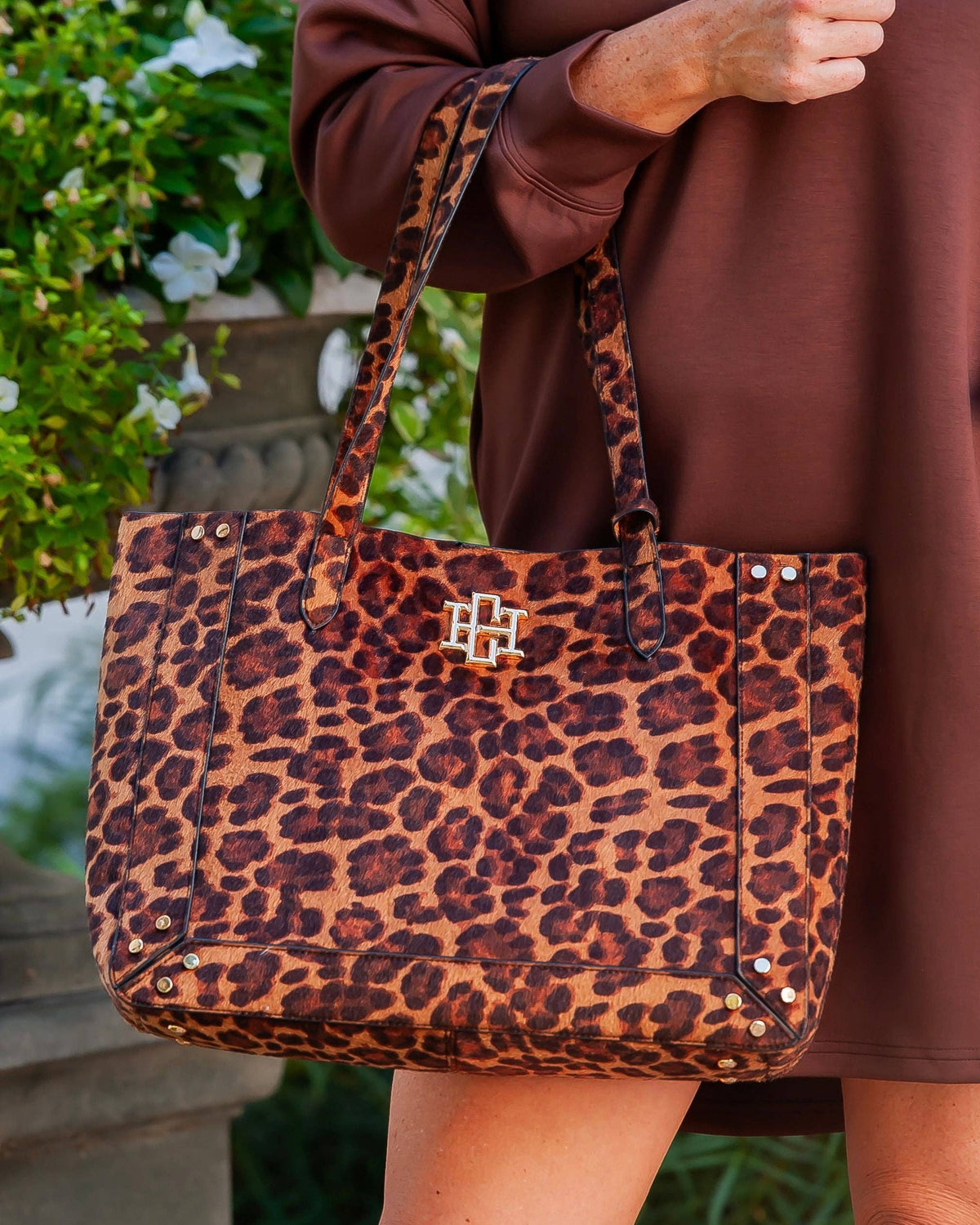 Caroline Hill Studded Spotted Tote