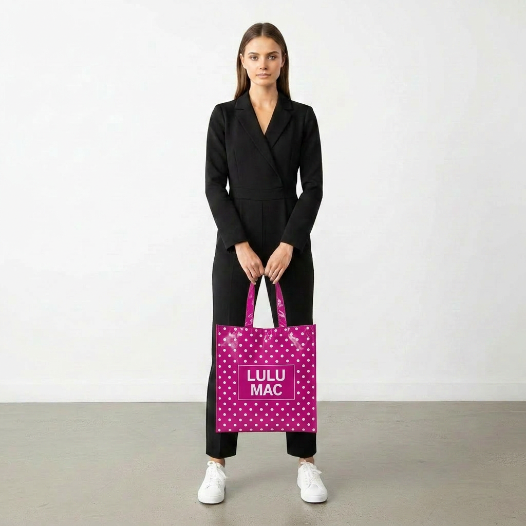 Lulu Mac Tote, Hot Pink/White Dot