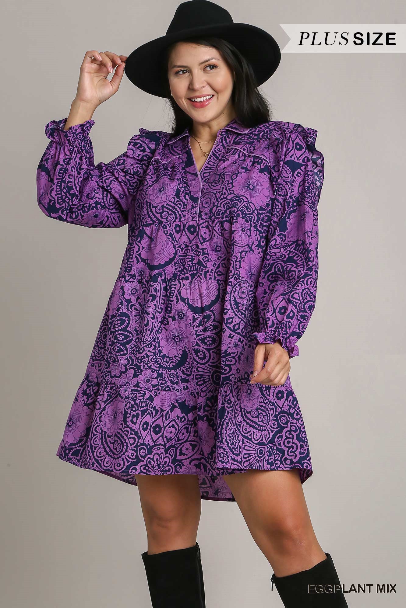 Plus Mixed Print Dress