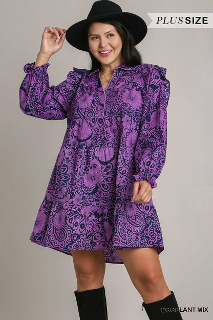 Plus Mixed Print Dress