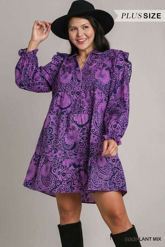 Plus Mixed Print Dress