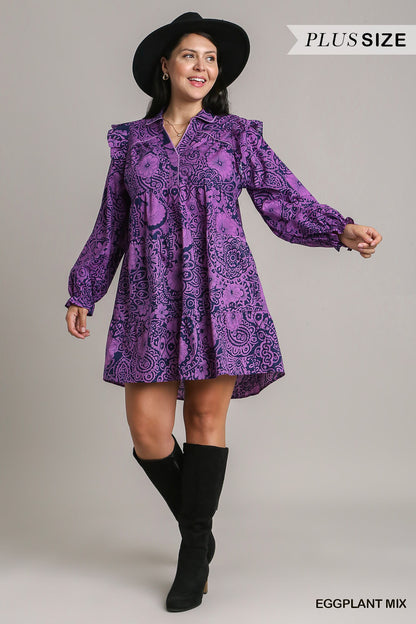 Plus Mixed Print Dress