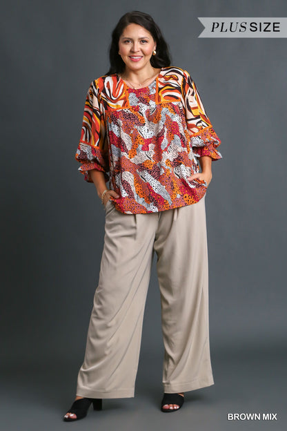 Plus Brown Mix Top