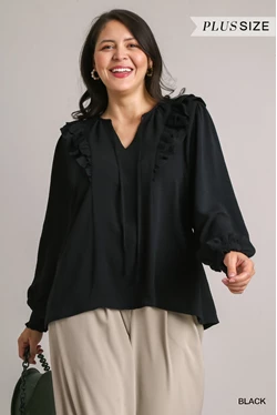 Plus Ruffle Blouse Black