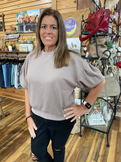 Scuba Dolman Sleeve Pullover, Cocoa
