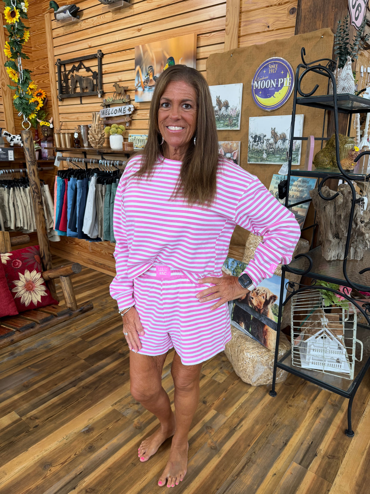 Lulu Mac Striped Shorts Pink