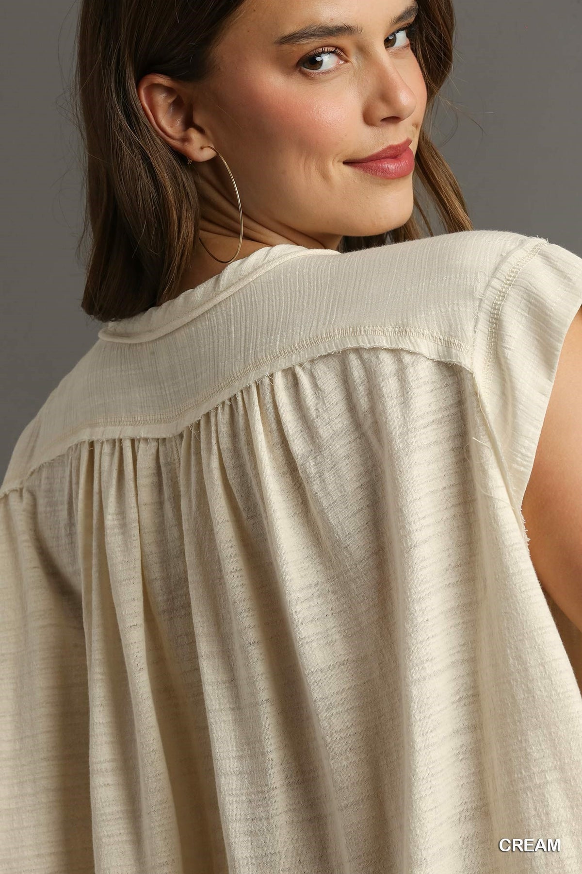 Oversized Slub Knit Top Cream