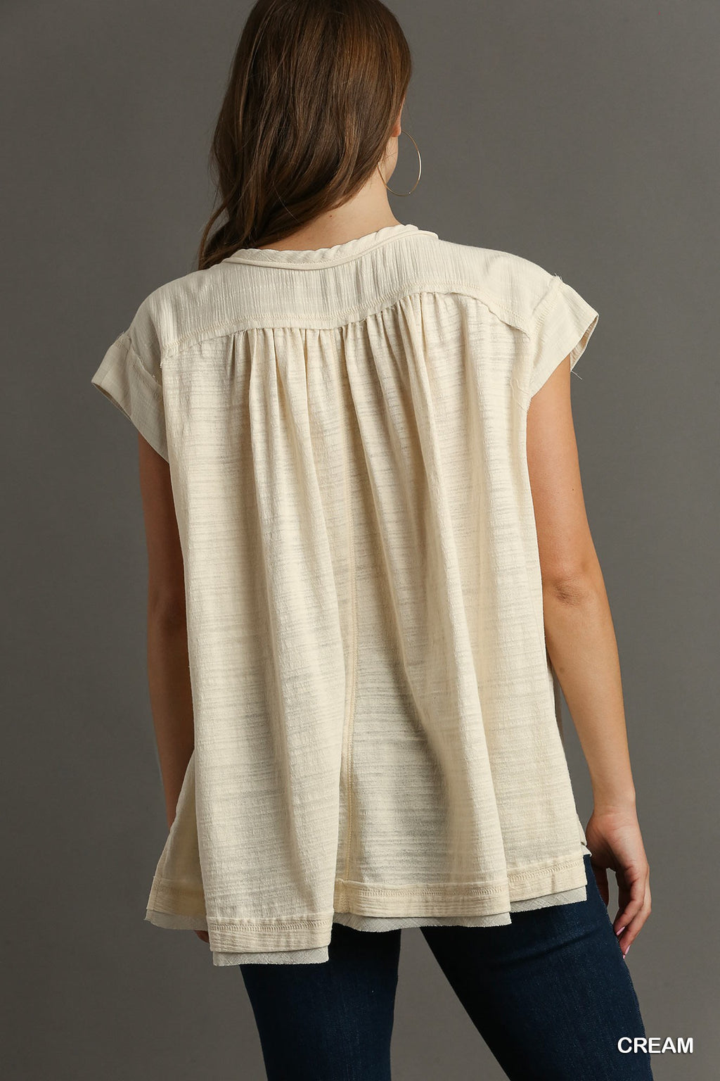 Oversized Slub Knit Top Cream