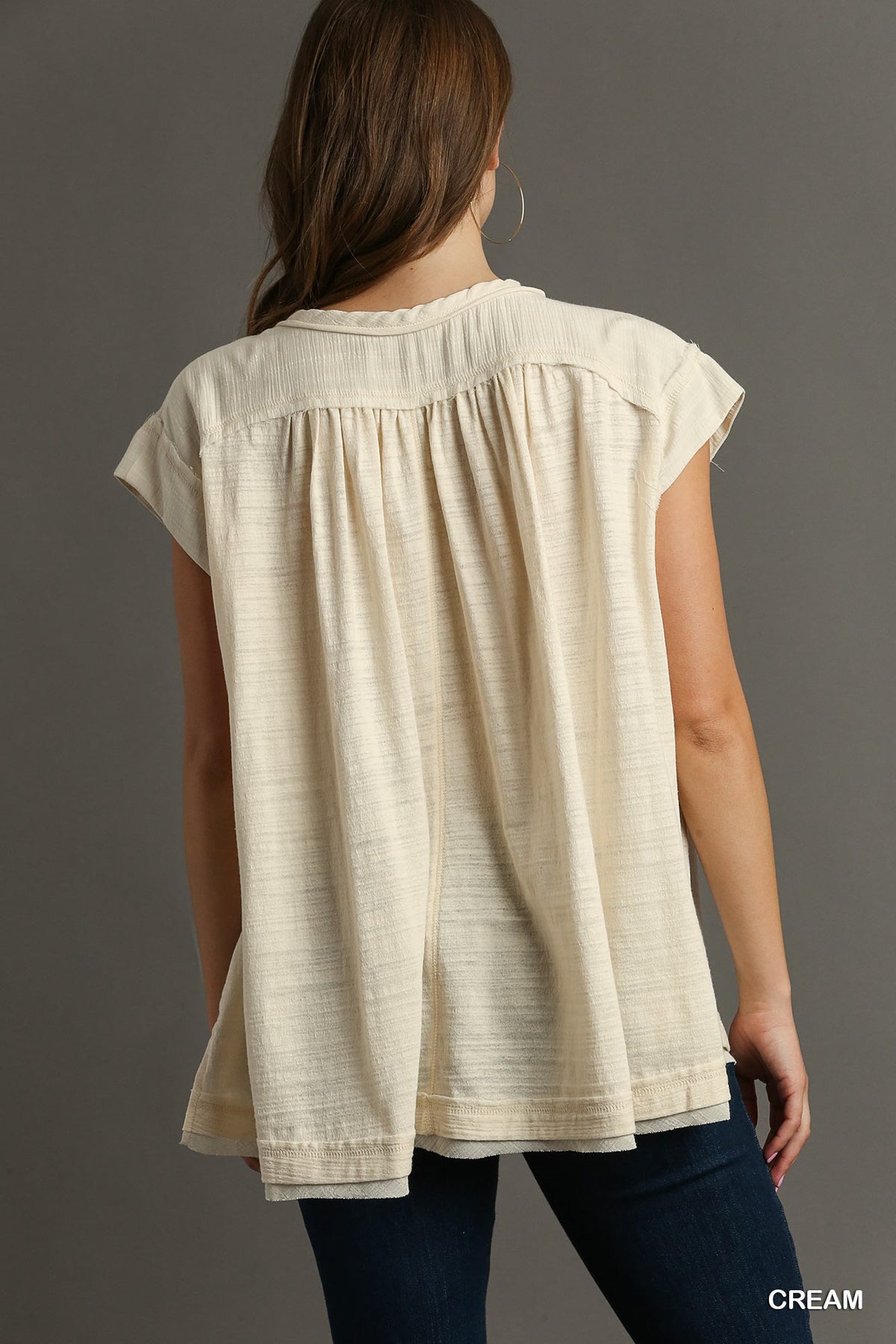 Oversized Slub Knit Top Cream