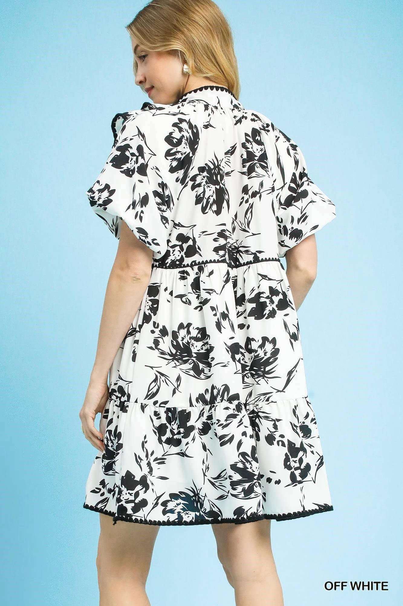 Black and Cream Floral Dress