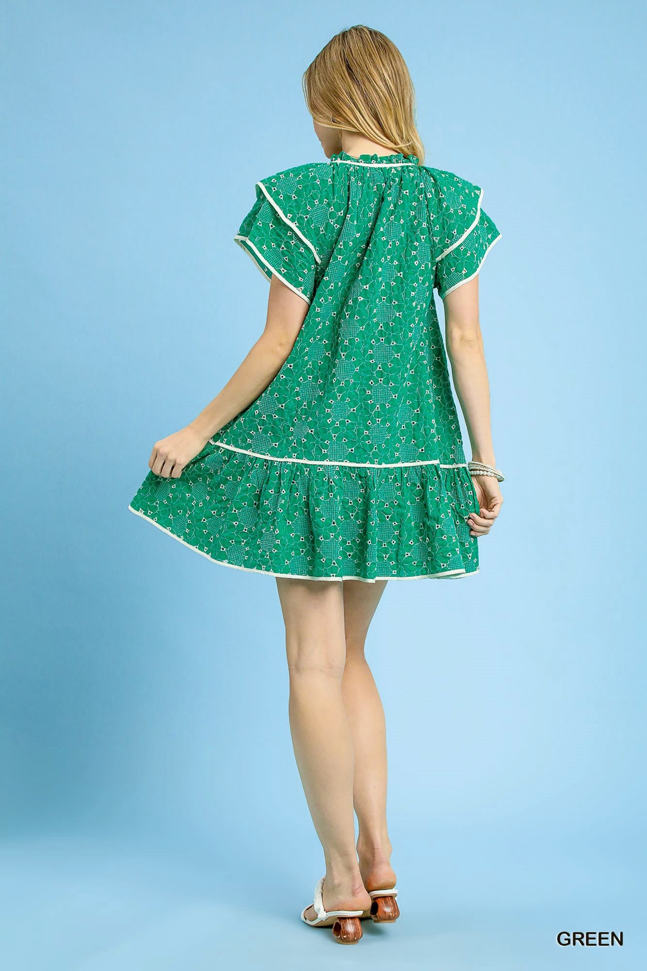 Eyelet Tiered Mini Dress