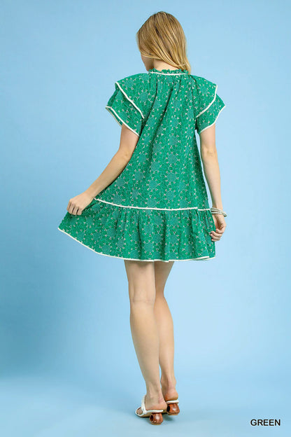 Eyelet Tiered Mini Dress
