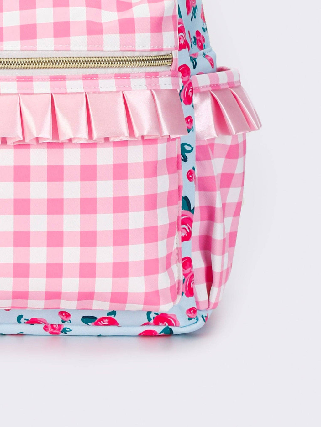 Pink Checkered Ruffle Flower Backpack