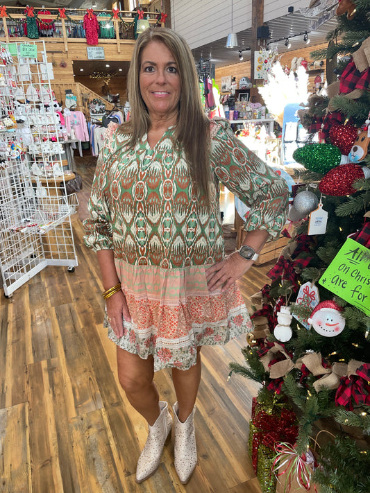 Ruffle Shoulder Boho Dress