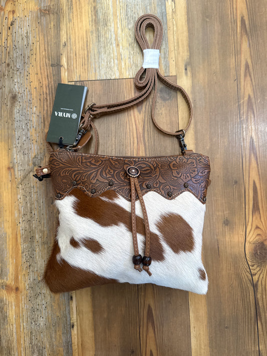 Myra Ornate Brown Leather & Hairon Bag