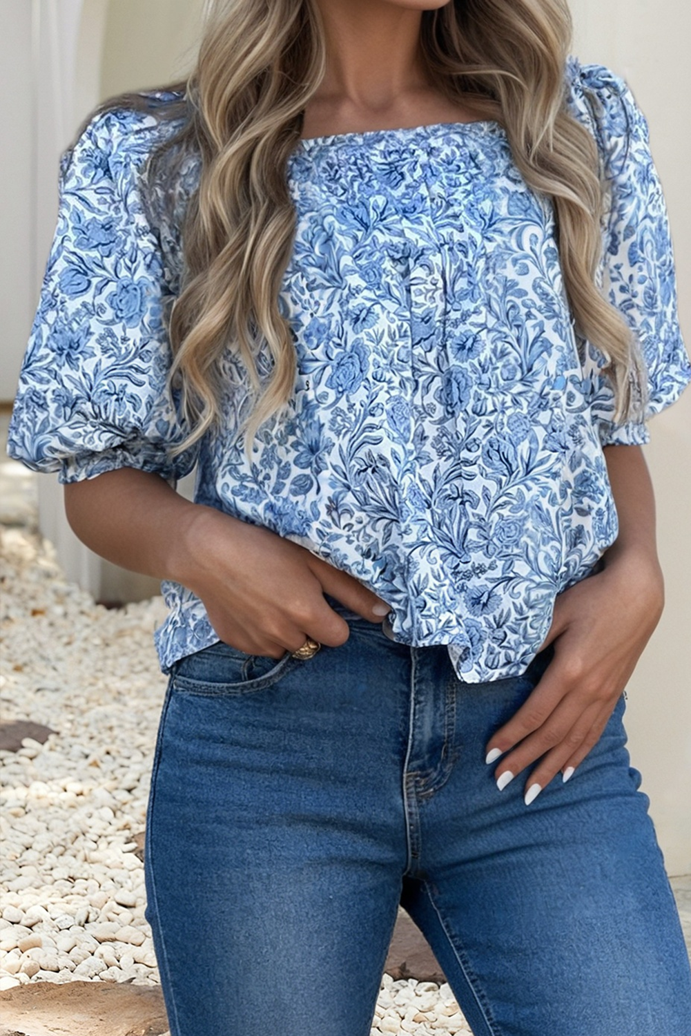 Square Neck Puff Sleeve Top