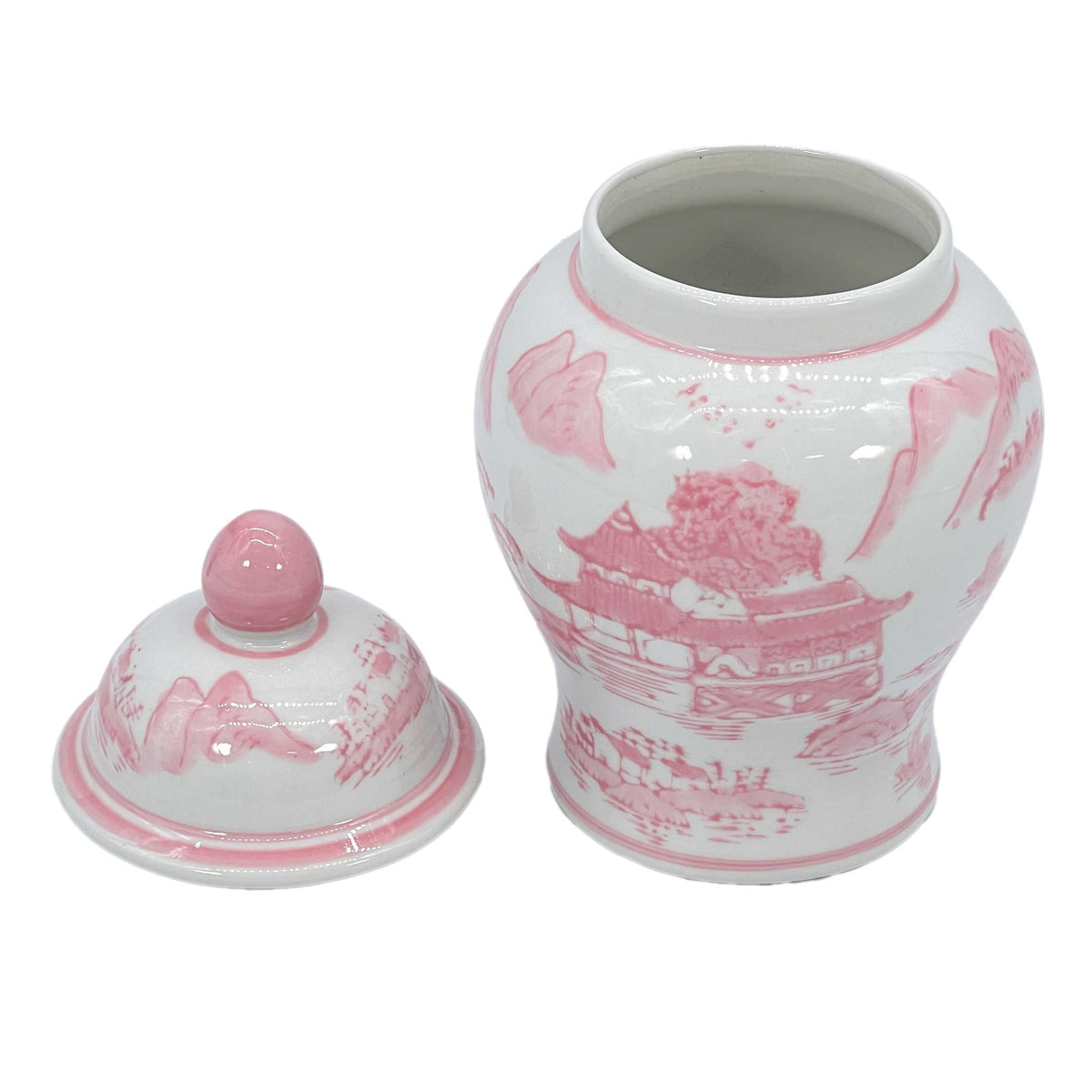 Chinoiserie Pink Decorative Ginger Jar 8"