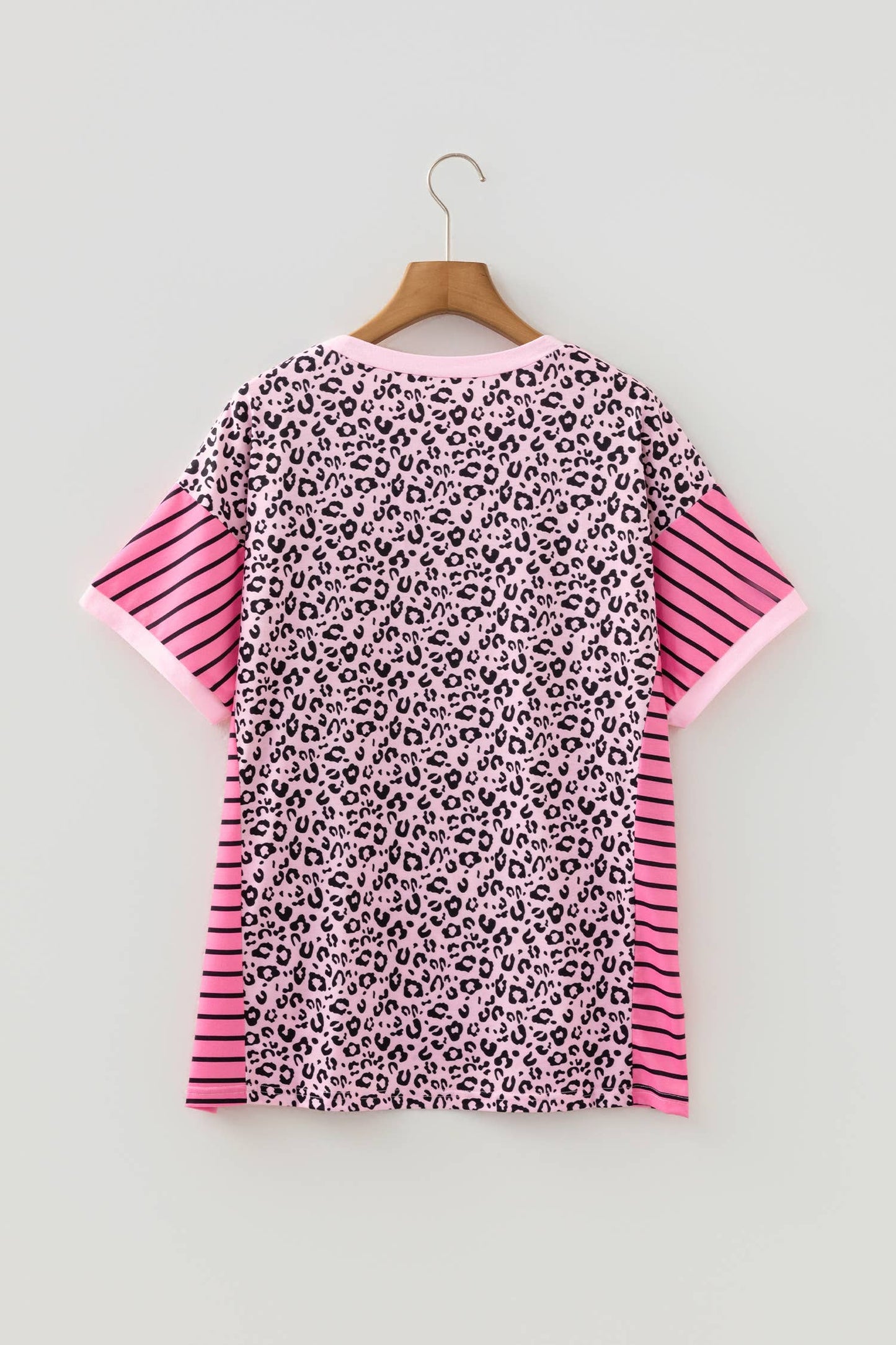 Leopard Striped Side Slit Loose SS Top