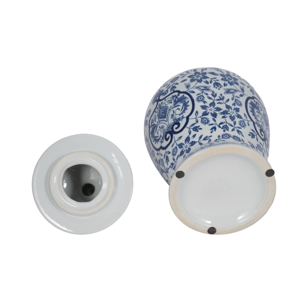 Temple Jar - White/Blue Ceramic Chinoiserie Charm, 18 in.