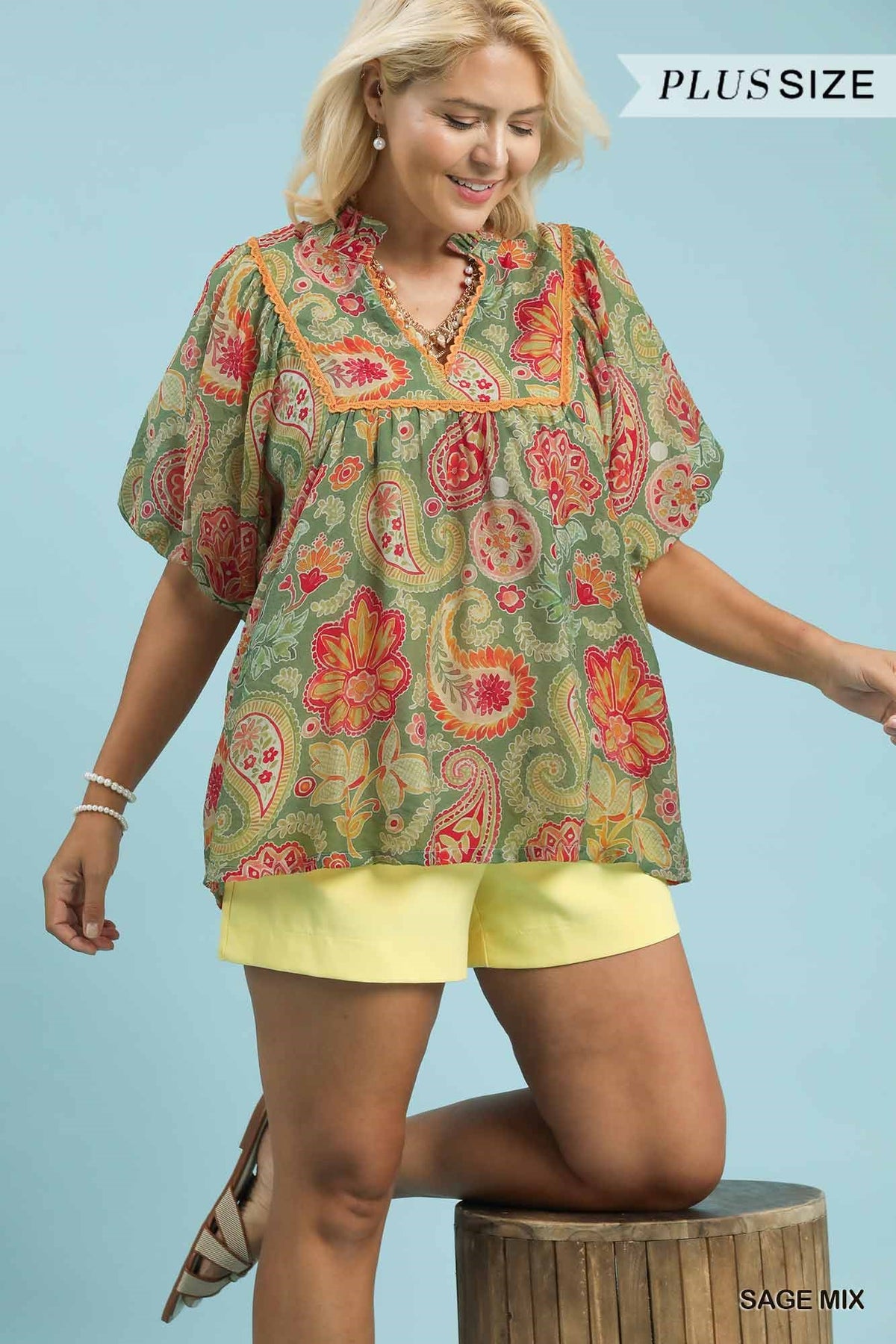 Plus Paisley Print Top
