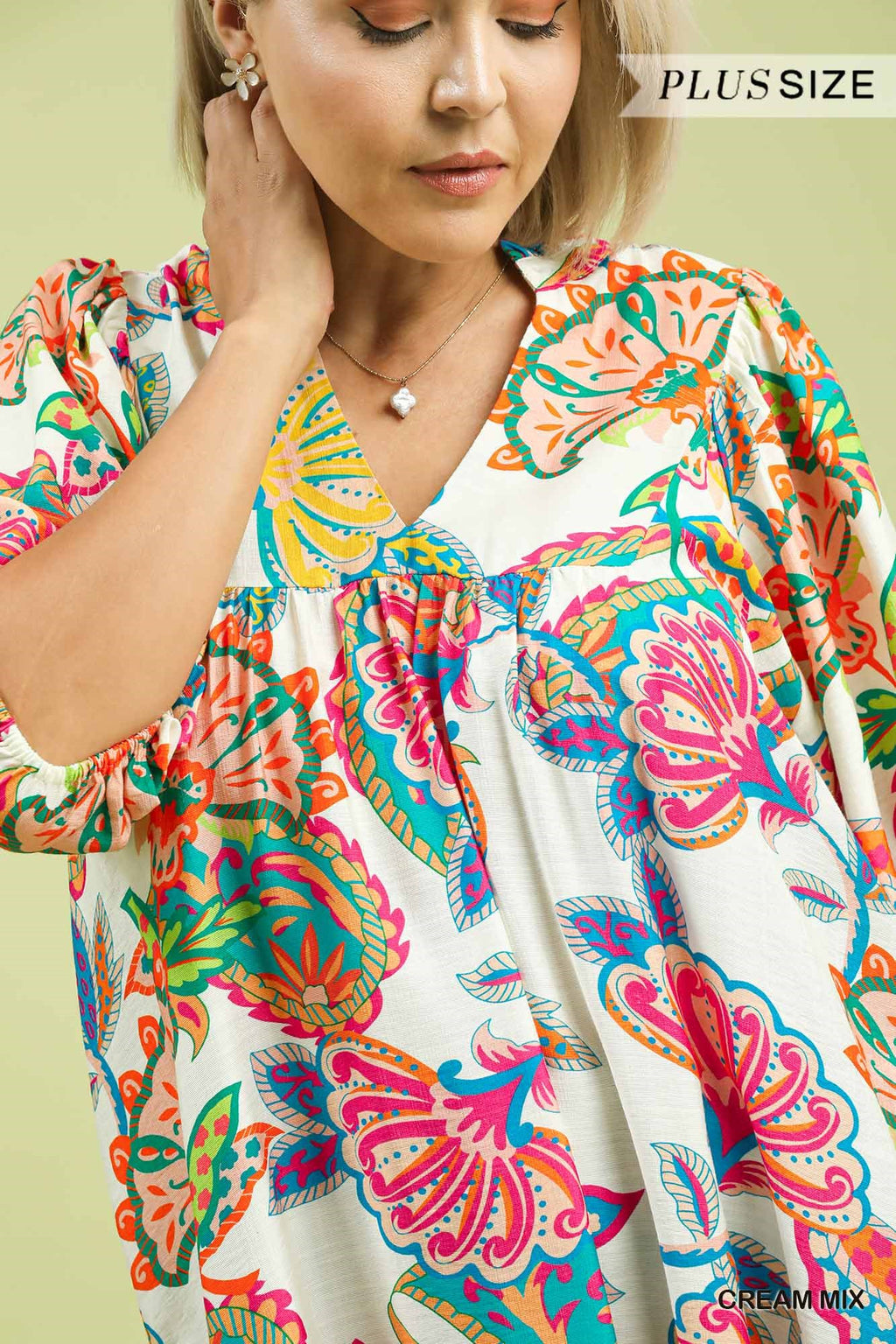 Plus Abstract Print Babydoll Dress