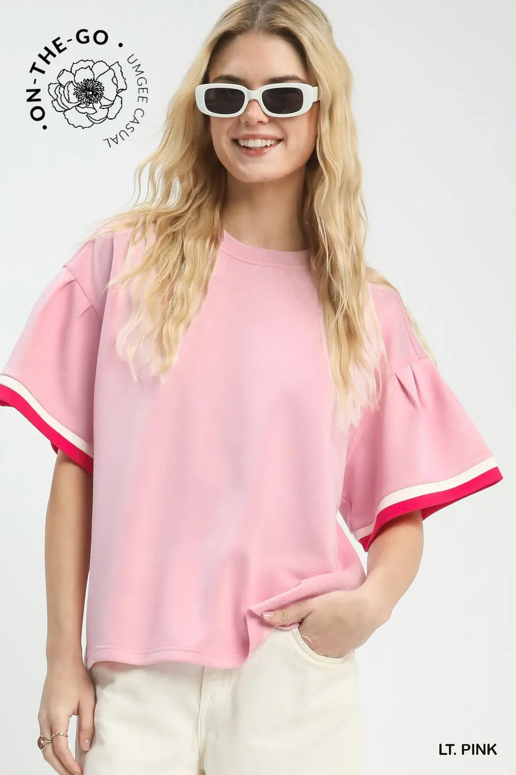 Knit Bell Sleeve Top Lt. Pink