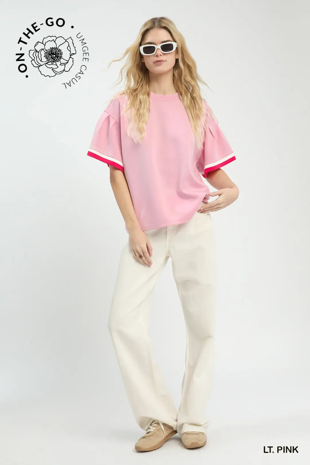 Knit Bell Sleeve Top Lt. Pink