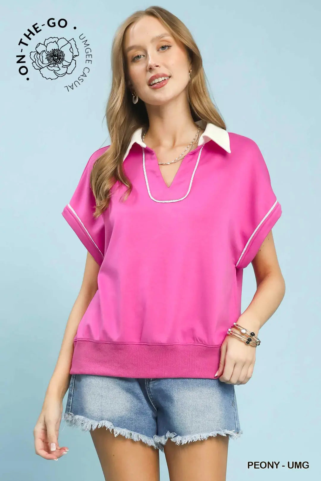 Collared Polo Top Pink