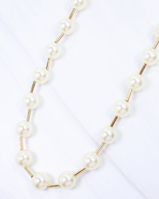 Caroline Hill Forli Pearl Bar Necklace
