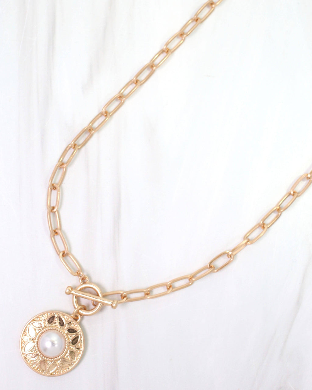 Caroline Hill Terrace Circle Drop Pearl Necklace