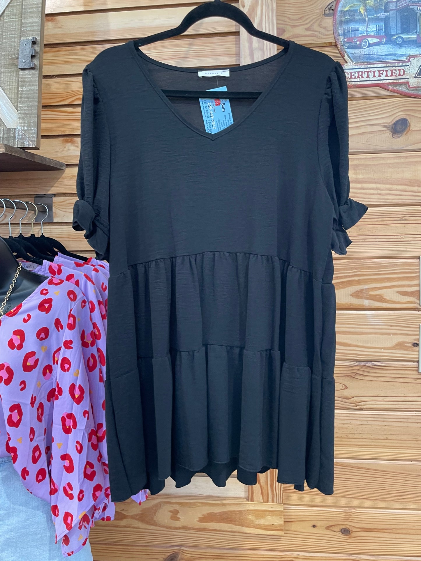 Plus Ruffled Sleeves Top Black
