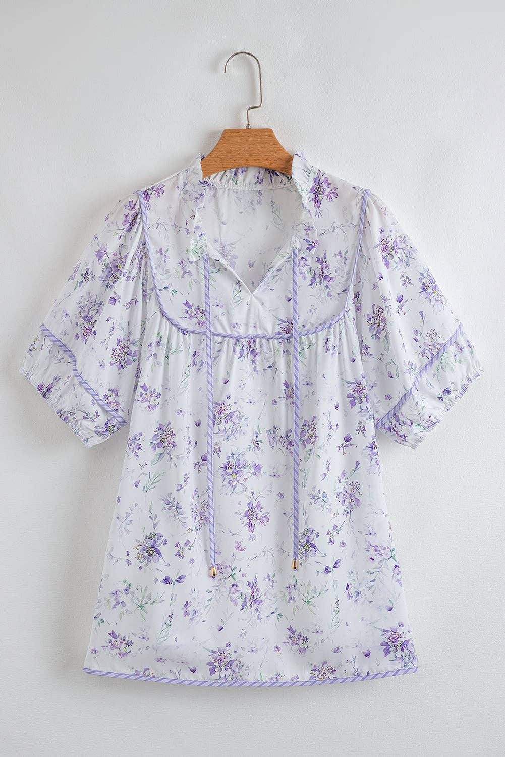 Plus Size Floral Split Neck Top