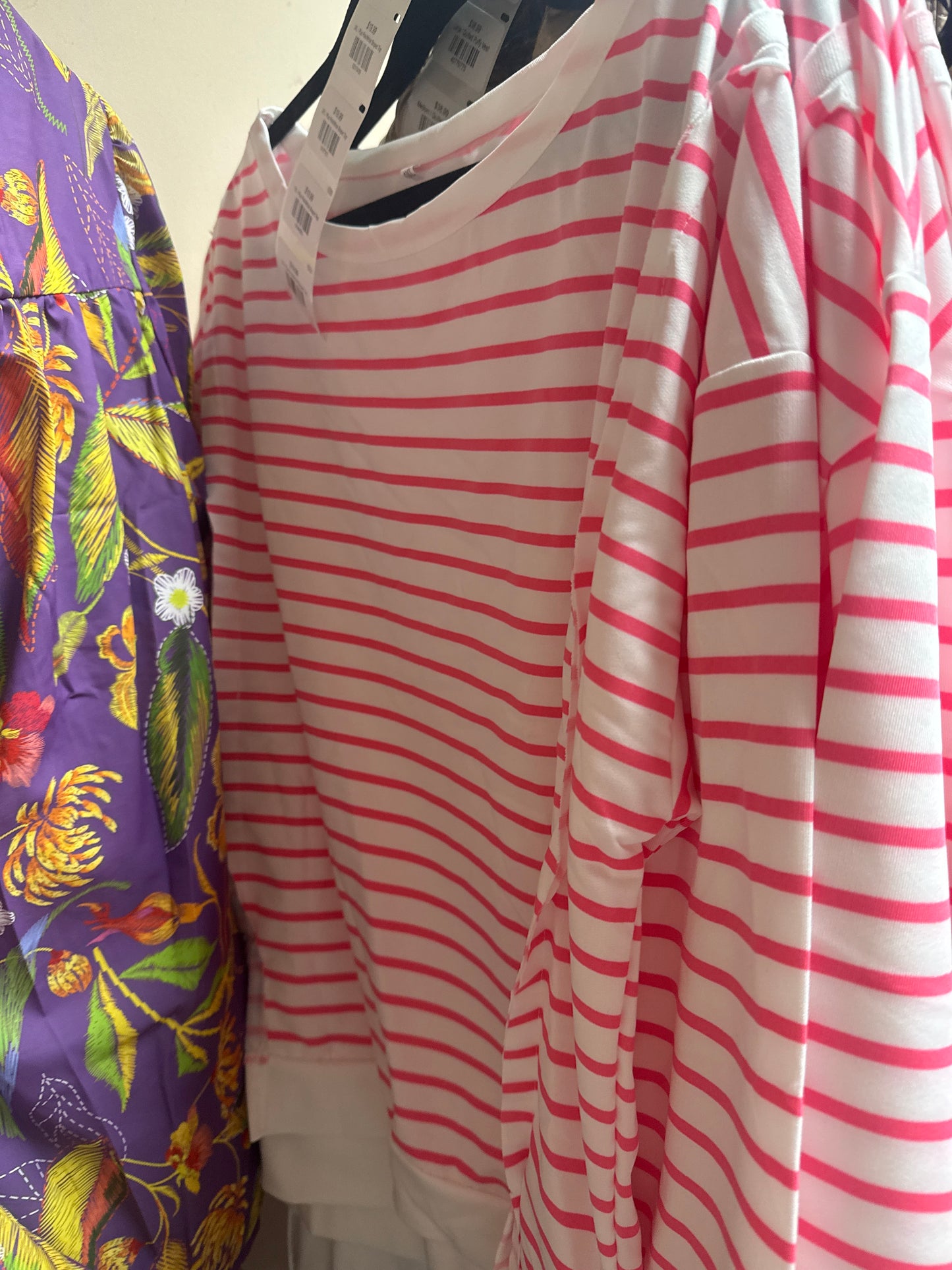 Plus Pink/White Striped Top