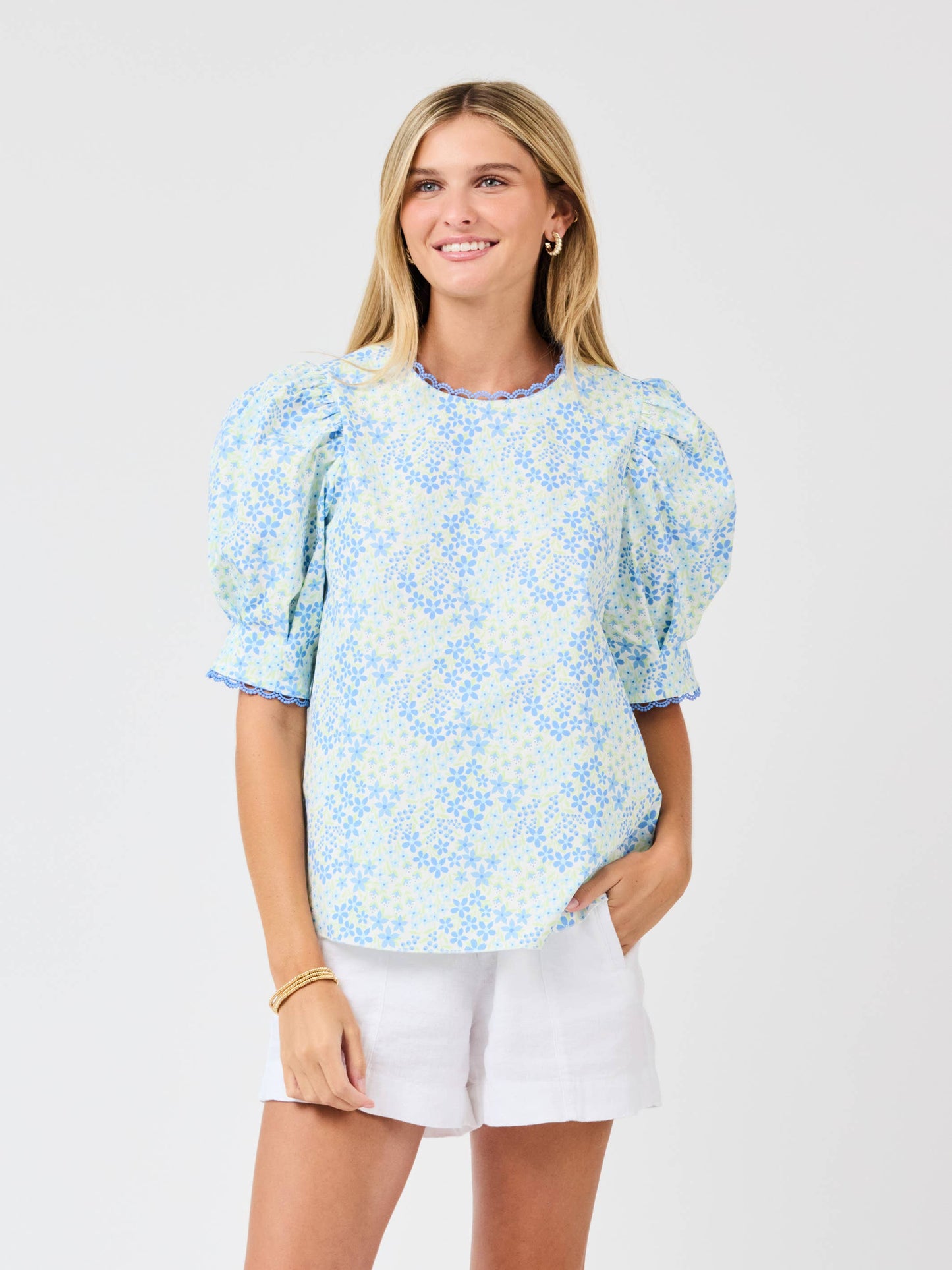 Thea Top, Larkspur Fields Blue