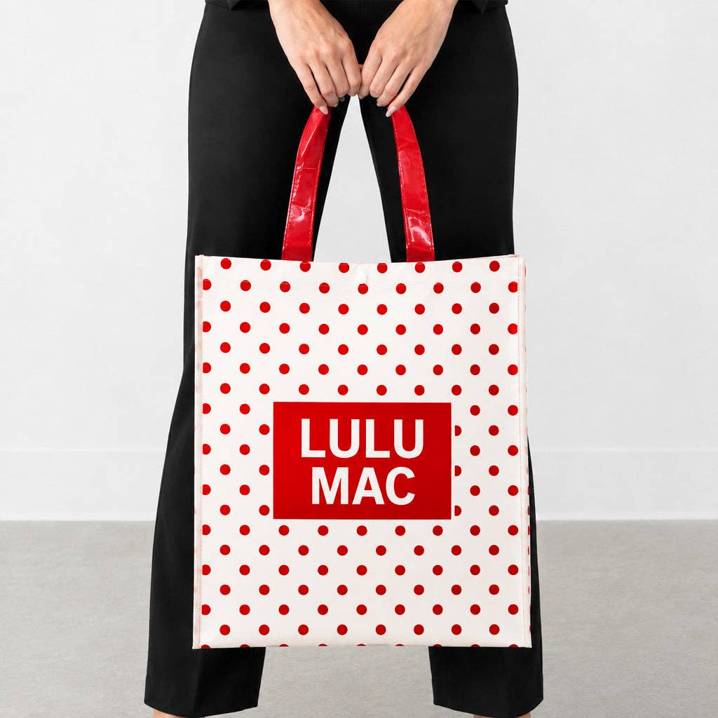 Lulu Mac Reusable Tote White/Red Dot