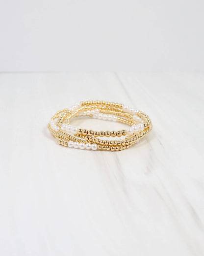 Caroline Hill Pearl Gold Bracelet Set
