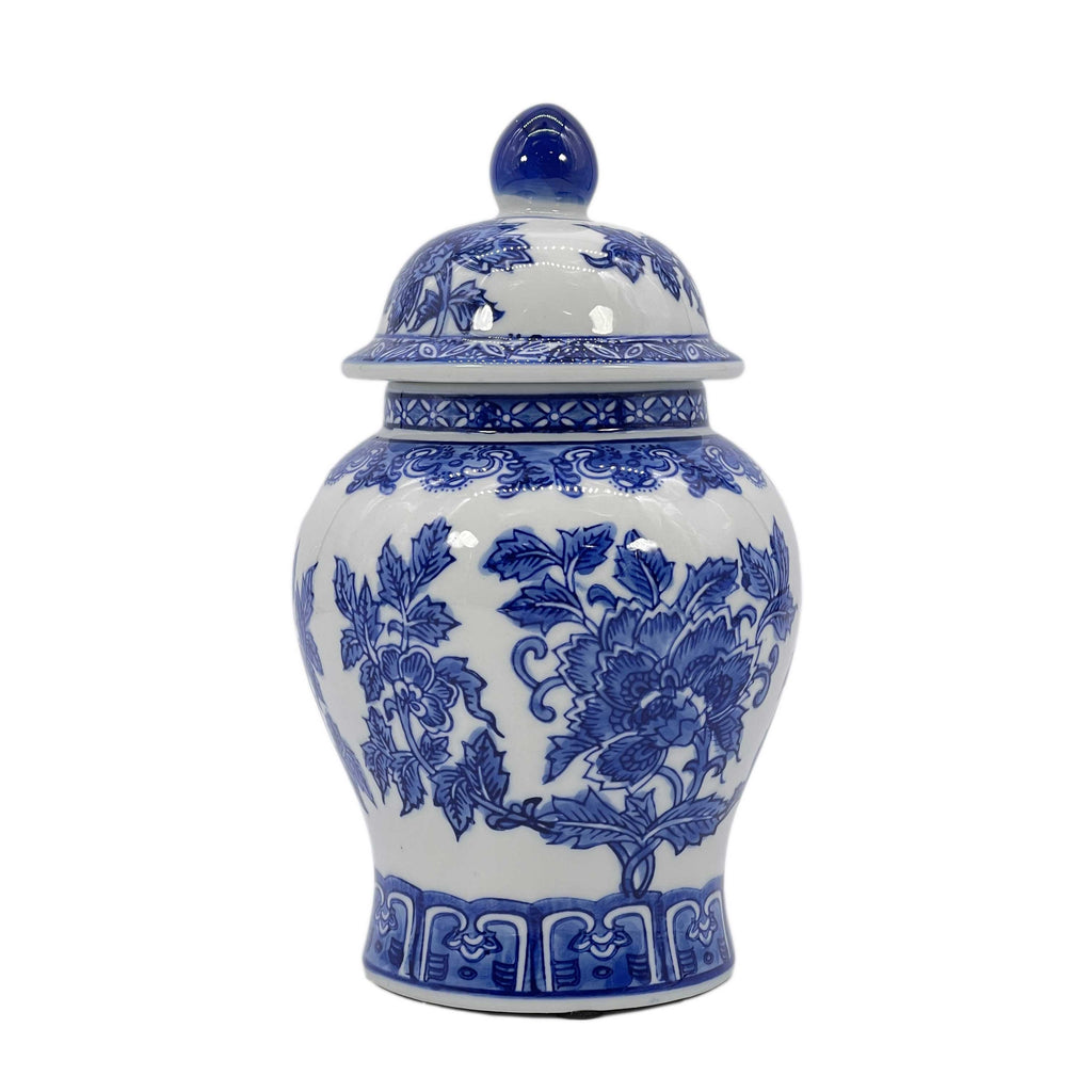 Small Chinoiserie Ceramic Decorative Jar 8"