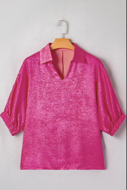 Collared Metallic Top