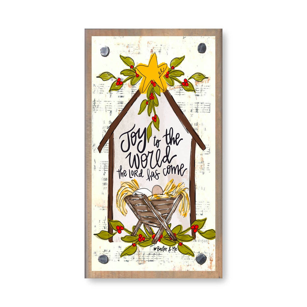Joy to the World Star Manger Driftwood Happy Block