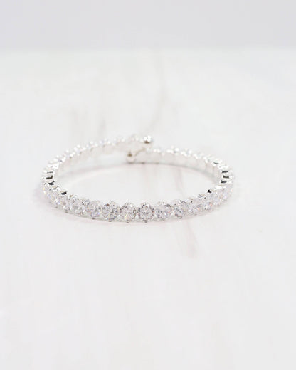 Caroline Hill CZ Cuff Bracelet Silver