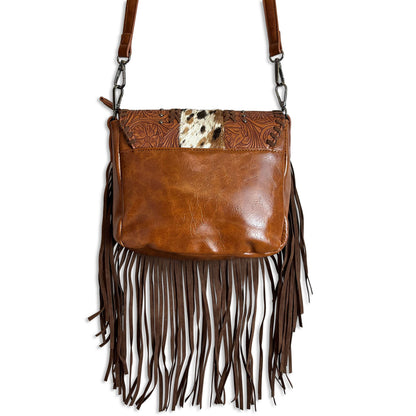Cowhide Crossbody Bag with Fringe