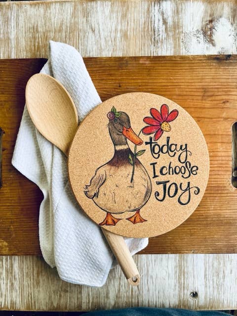 Kitchen home decor, Christian art, Cork heat pot pad, Trivet