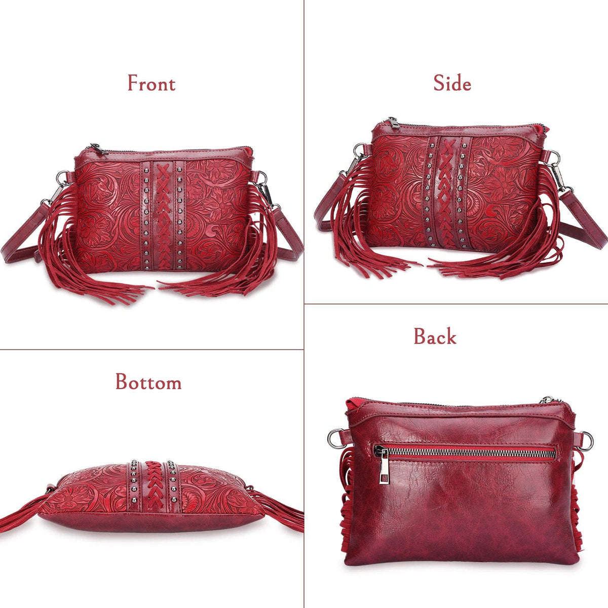 Red Fringe Western Crossbody Bag