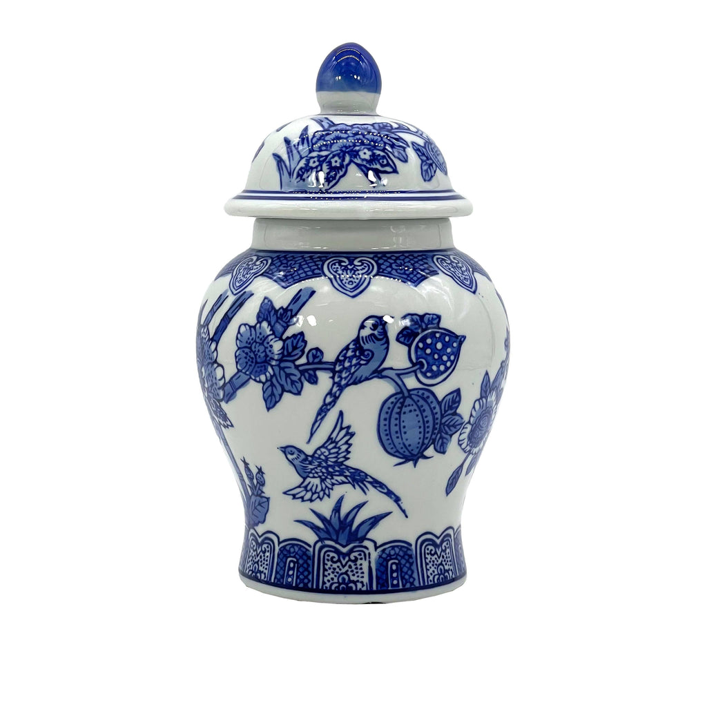 Small Chinoiserie Ceramic Decorative Jar 8"