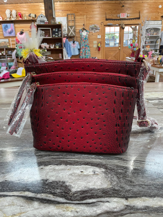 Gator Textured Shoulder Bag Red