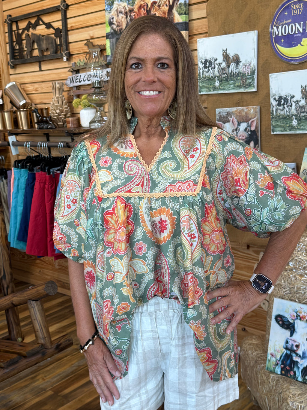 Plus Paisley Print Top