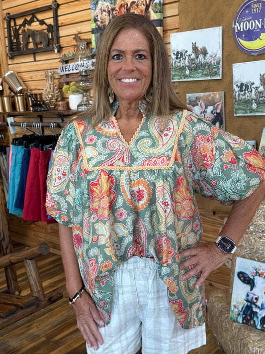 Plus Paisley Print Top